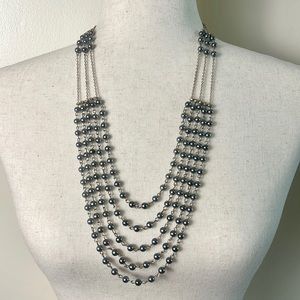 Silver waterfall necklace multi strand